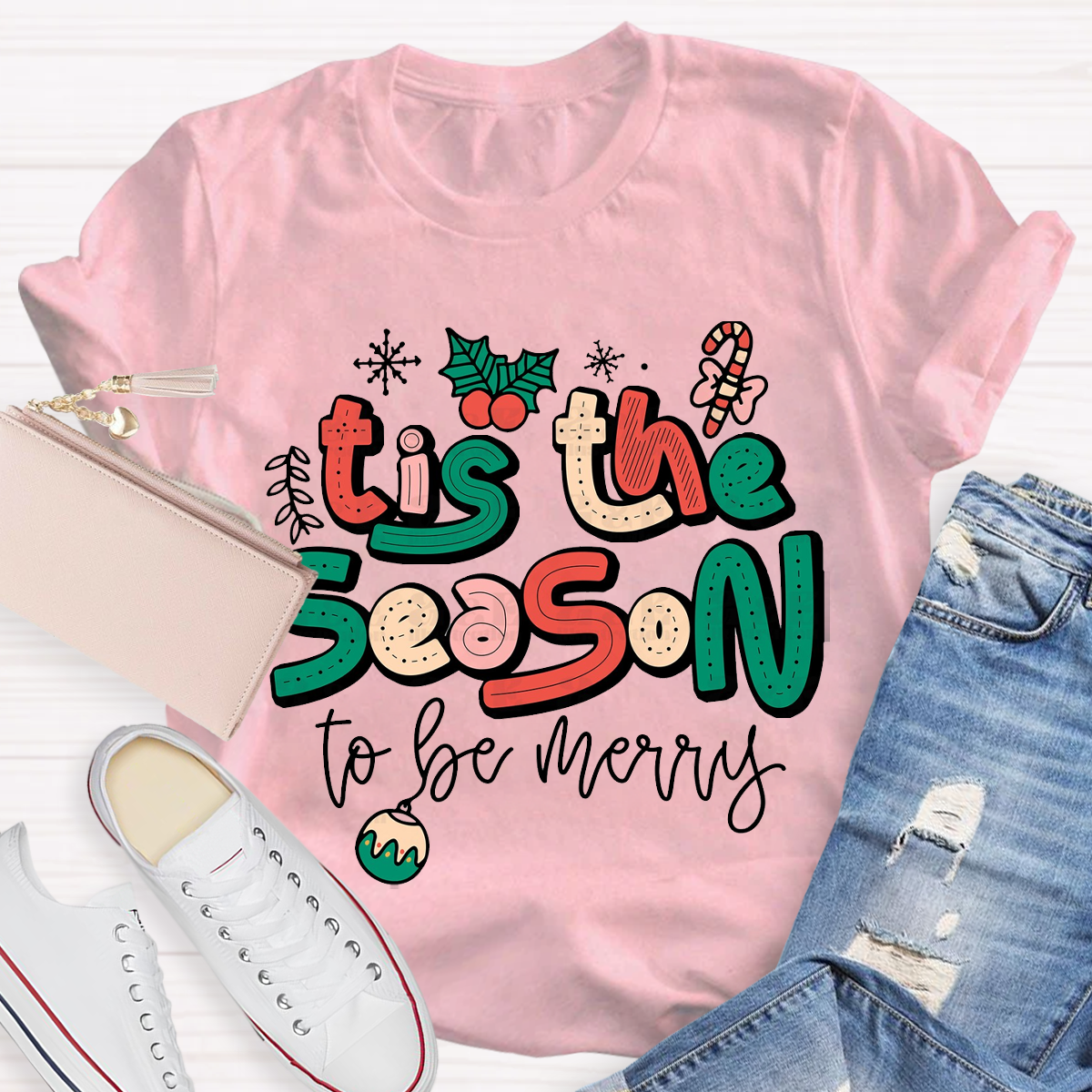 Cute Chrsitmas Tis The Season Teacher T-Shirt