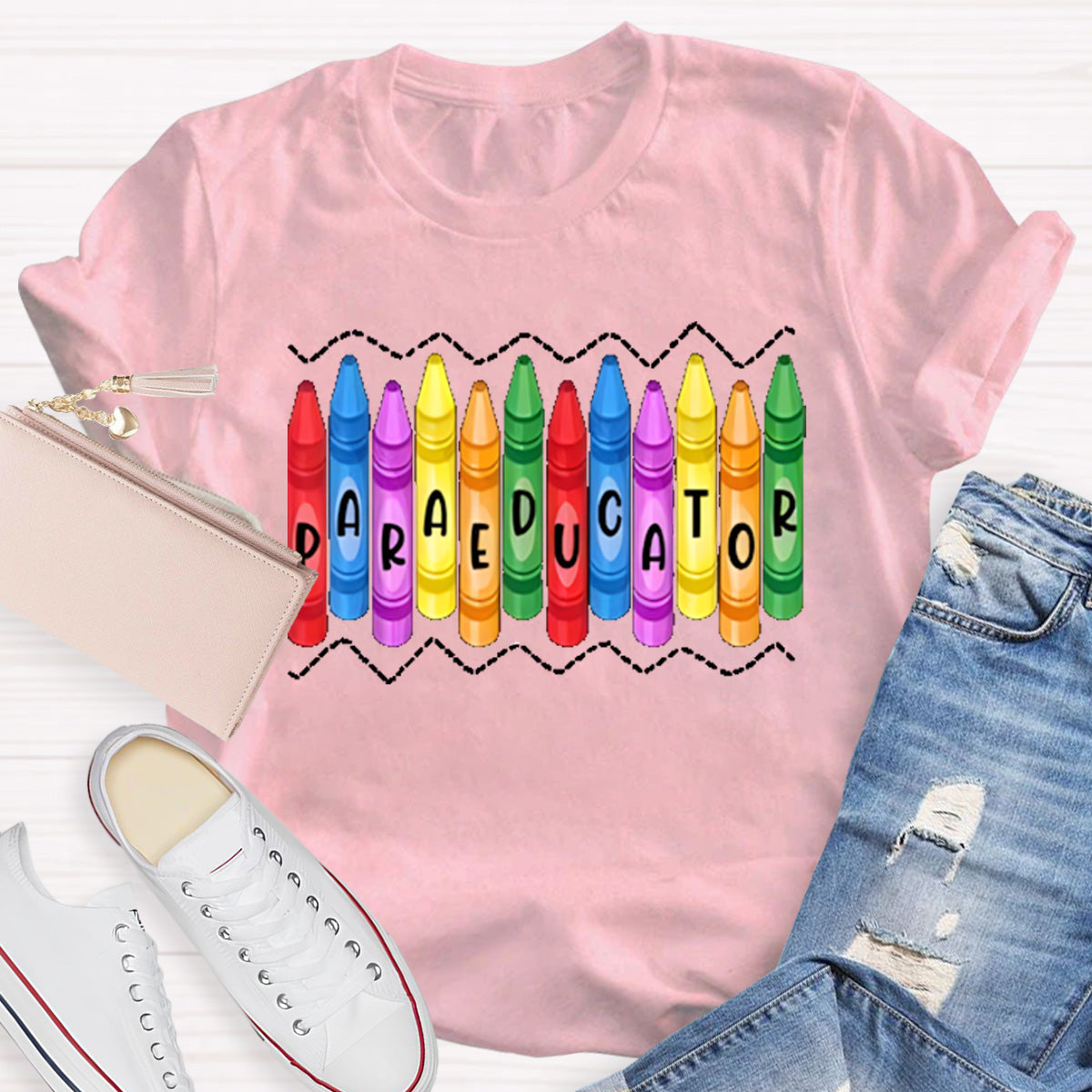 Paraeducator Colorful Pencil Teacher T-Shirt