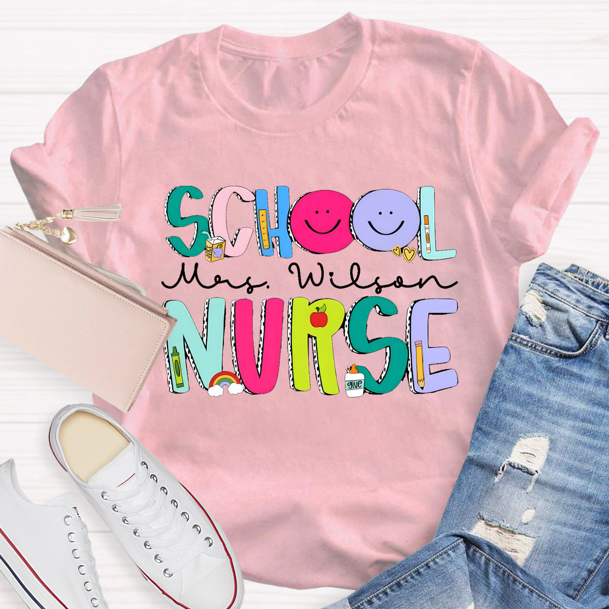 Personalized School Nurse Name Smile To Students T-Shirt