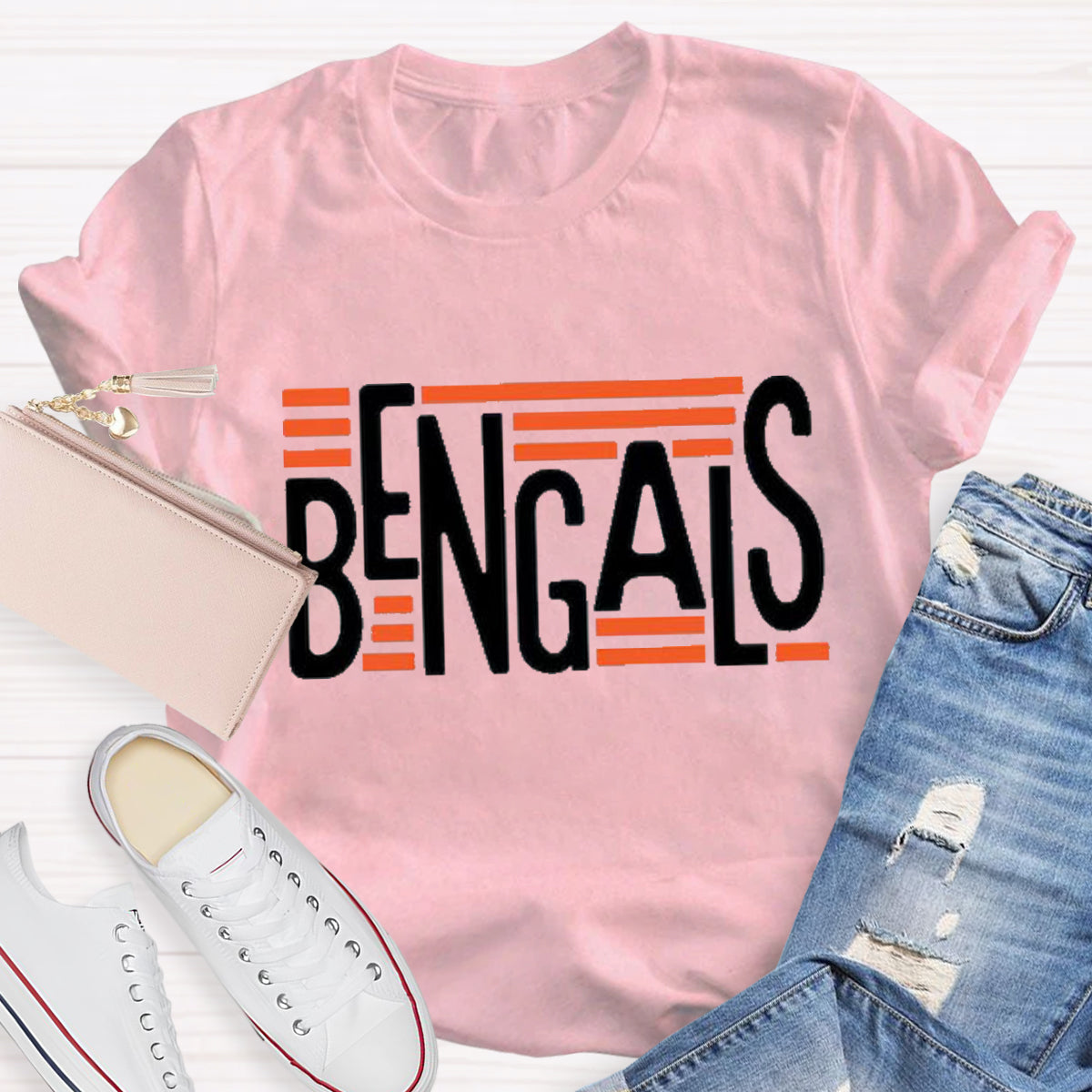 Personalized Mascot Bengals Black Letters Teacher T-Shirt