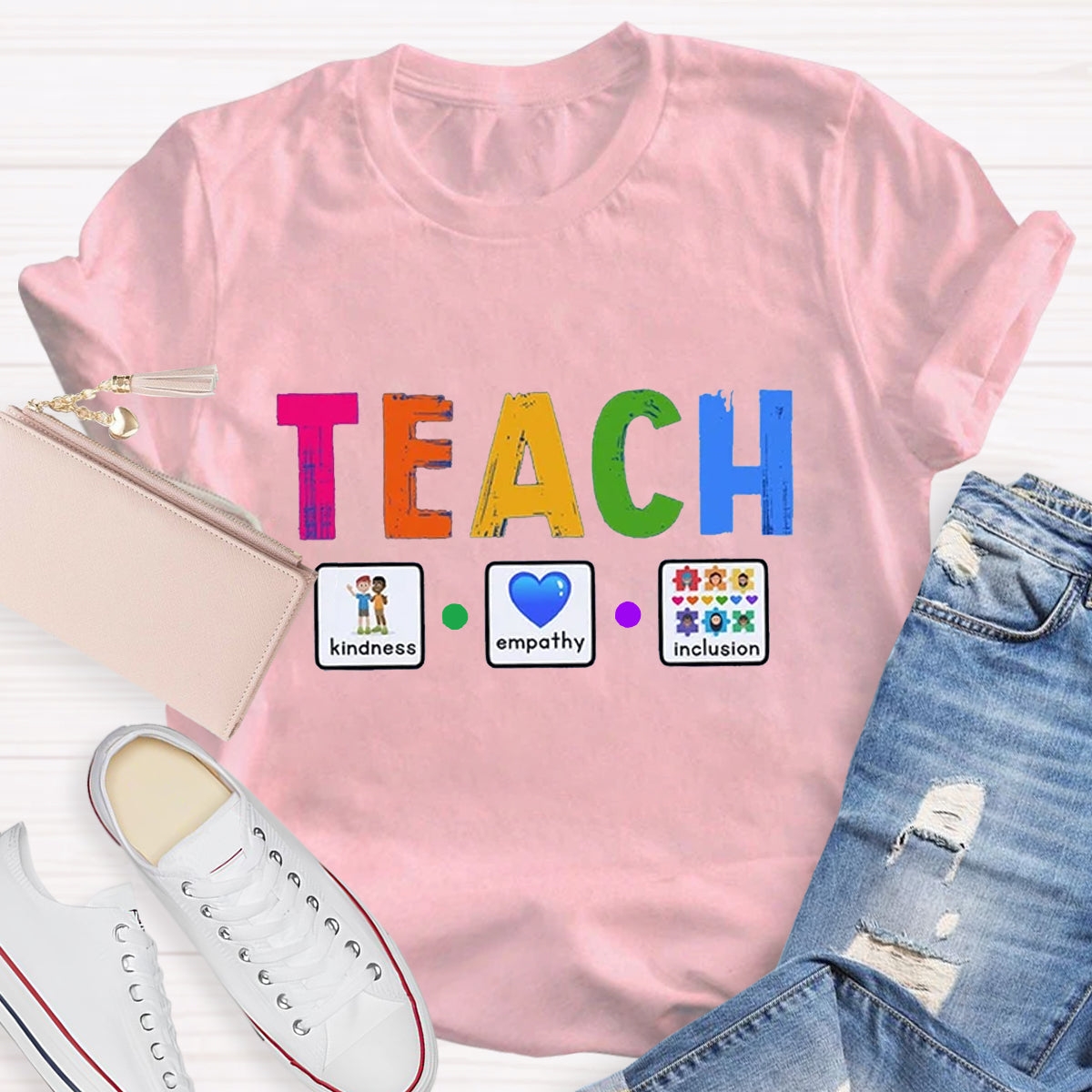 Teach Kindness Empathy Inclusion Teacher T-Shirt