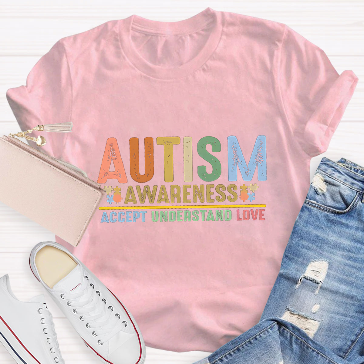 Autism Awareness Accept Understand Love Teacher T-Shirt