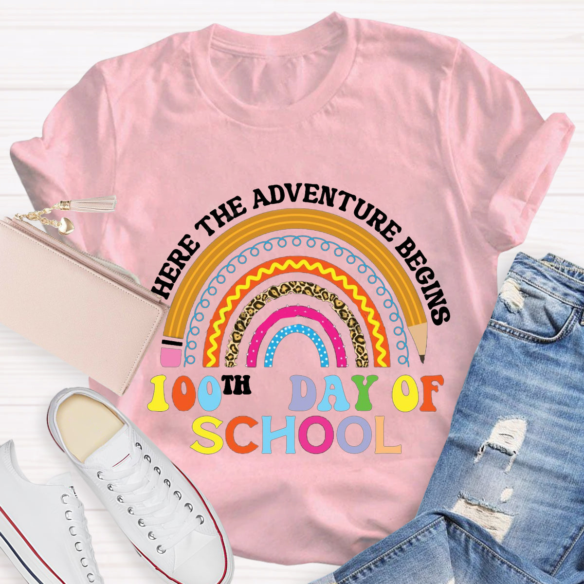 Where The Adventure Beginning 100th Day Of School T-Shirt