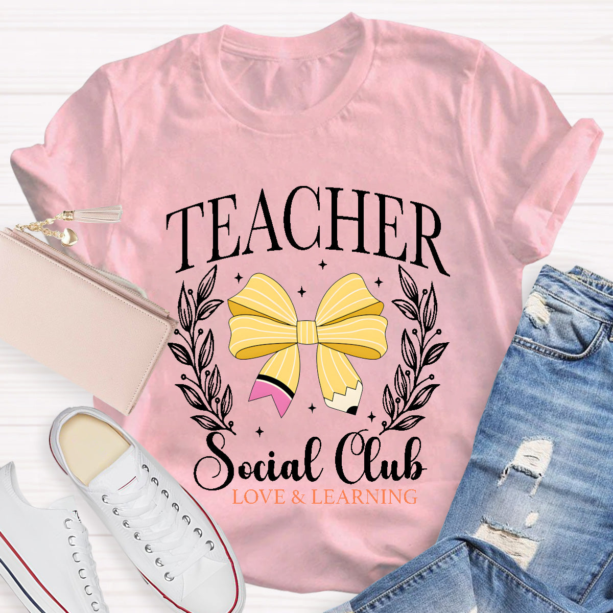 Teacher Social Club Love And Learning Teacher T-Shirt