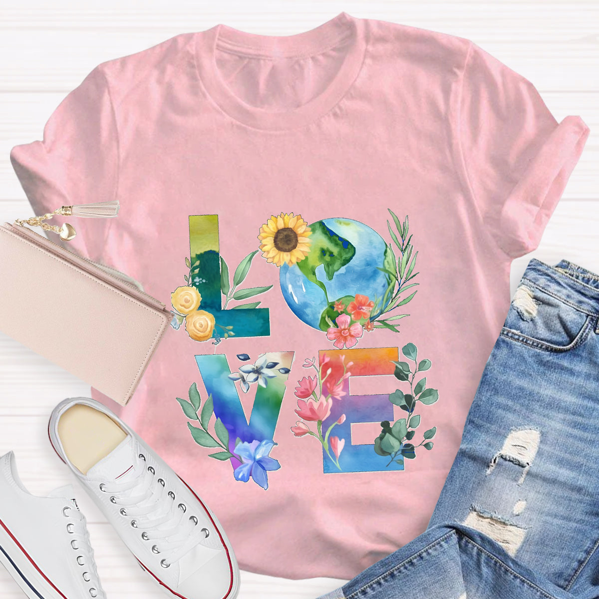 Love Our Planet Earth Day Teacher T-Shirt
