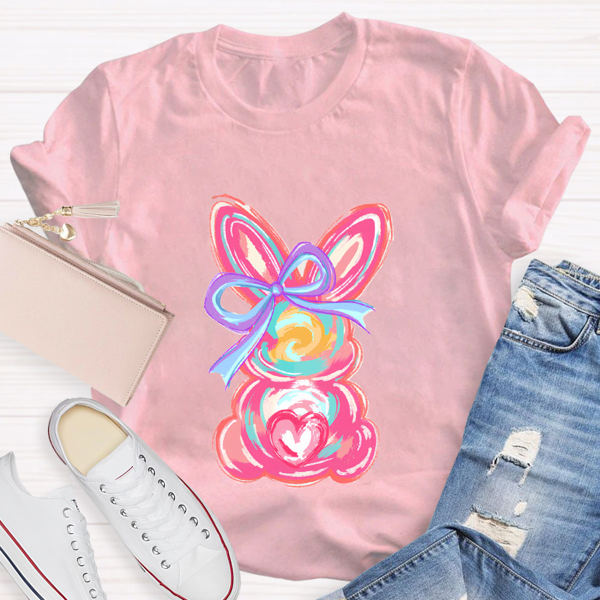 Colorful Bunny Happy Easter T-Shirt