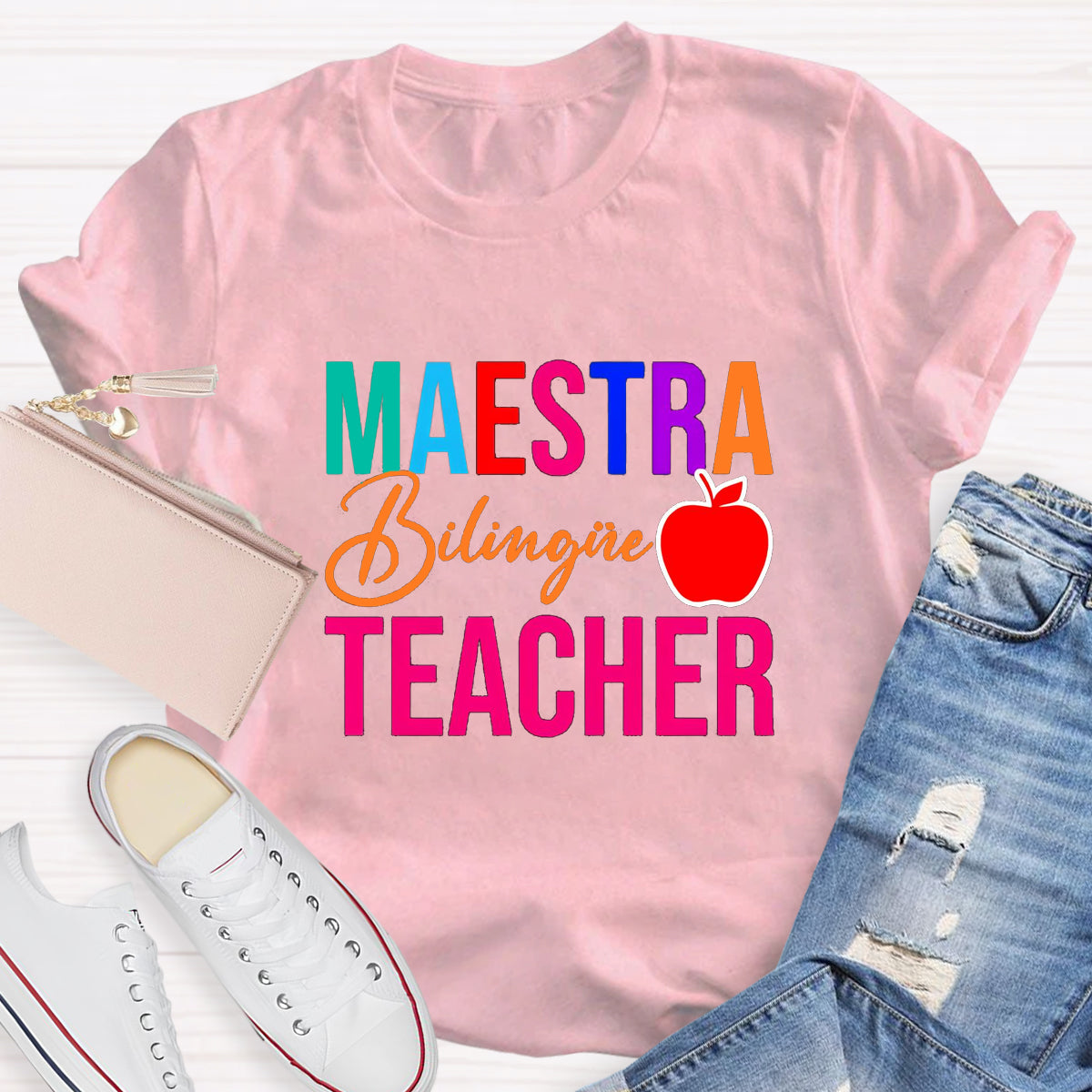 Maestra Bilingual Teacher With Apple T-Shirt
