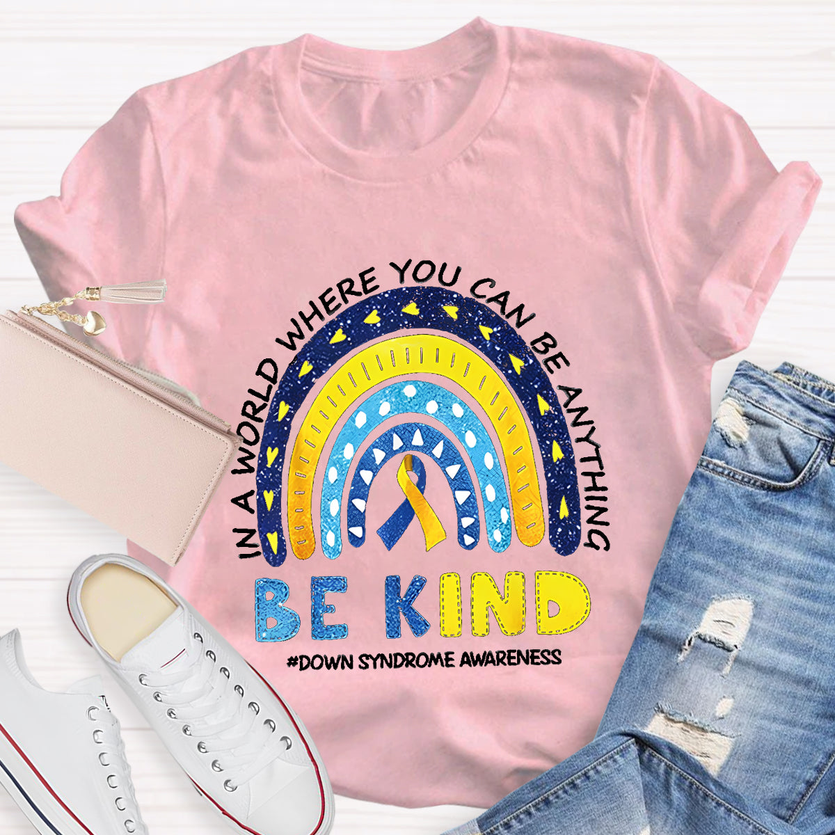 Be Kind Down Syndrome Awareness Heart T-Shirt