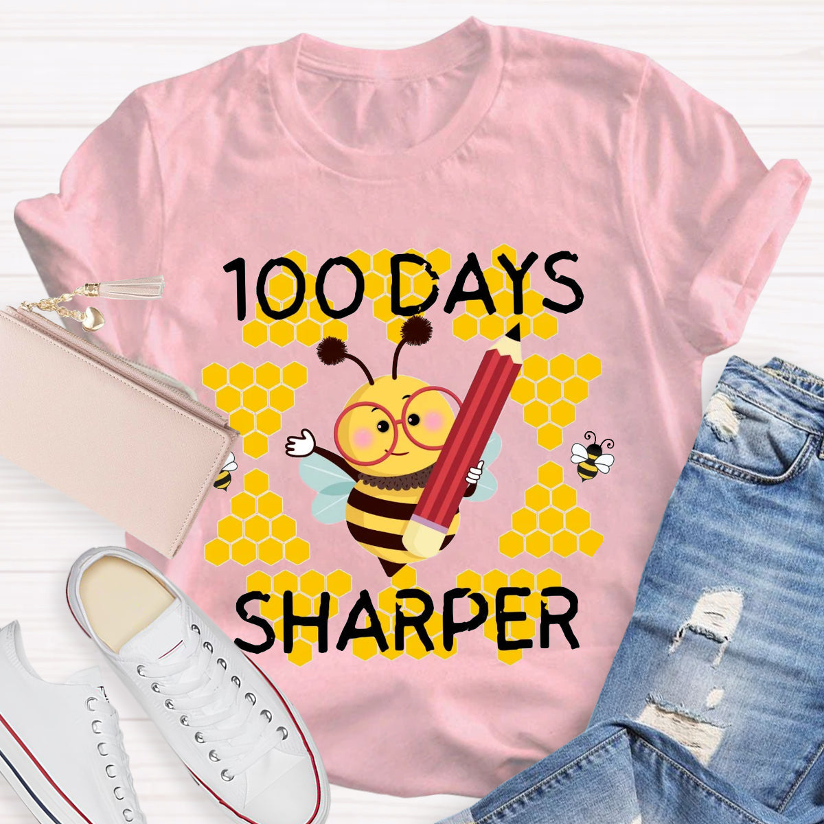 100 Days Sharper Funny Bee T-Shirt