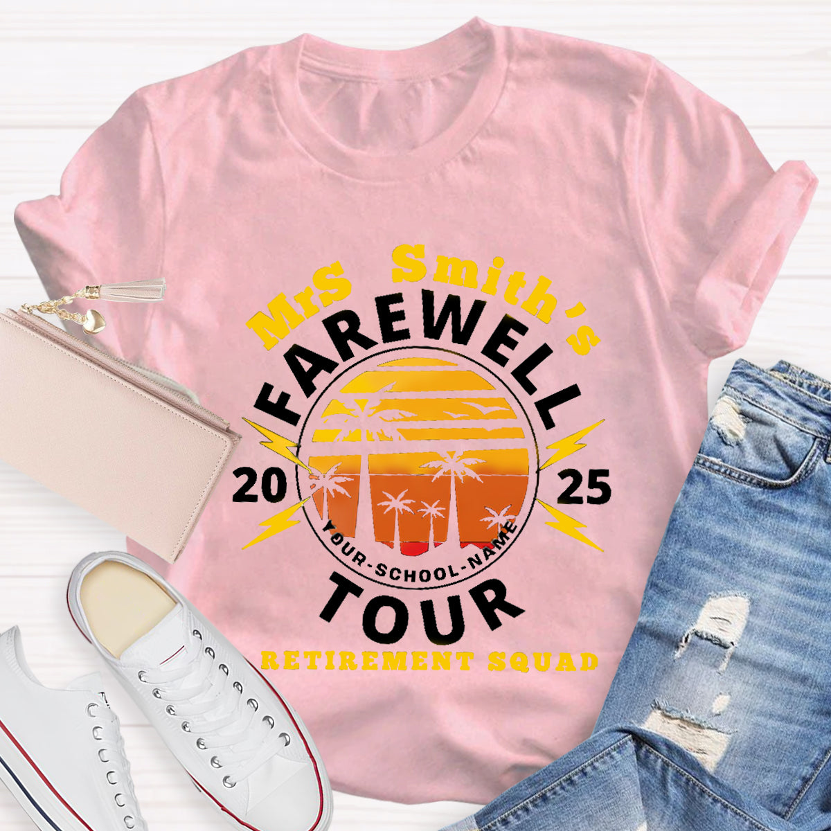 Personalized Teacher's Name And School Name Farewell Tour Retirement Squad T-Shirt