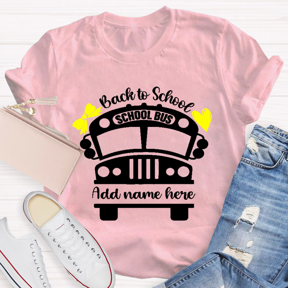 Personalized Name Back To School Shool Bus T-Shirt