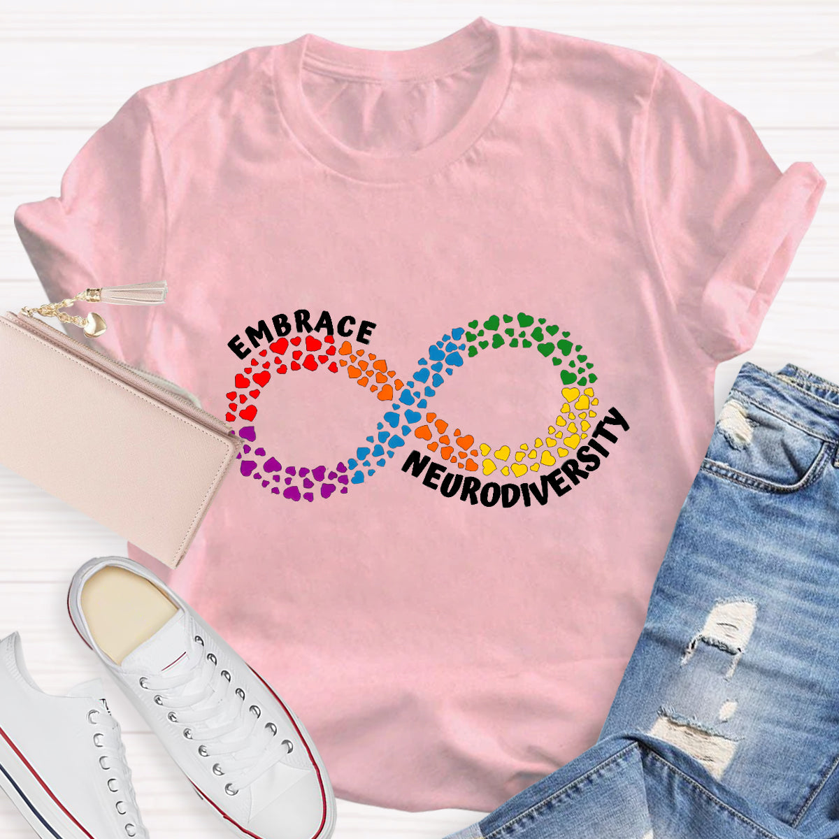 Embrace Neurodiversity Heart Infinity symbol T-Shirt