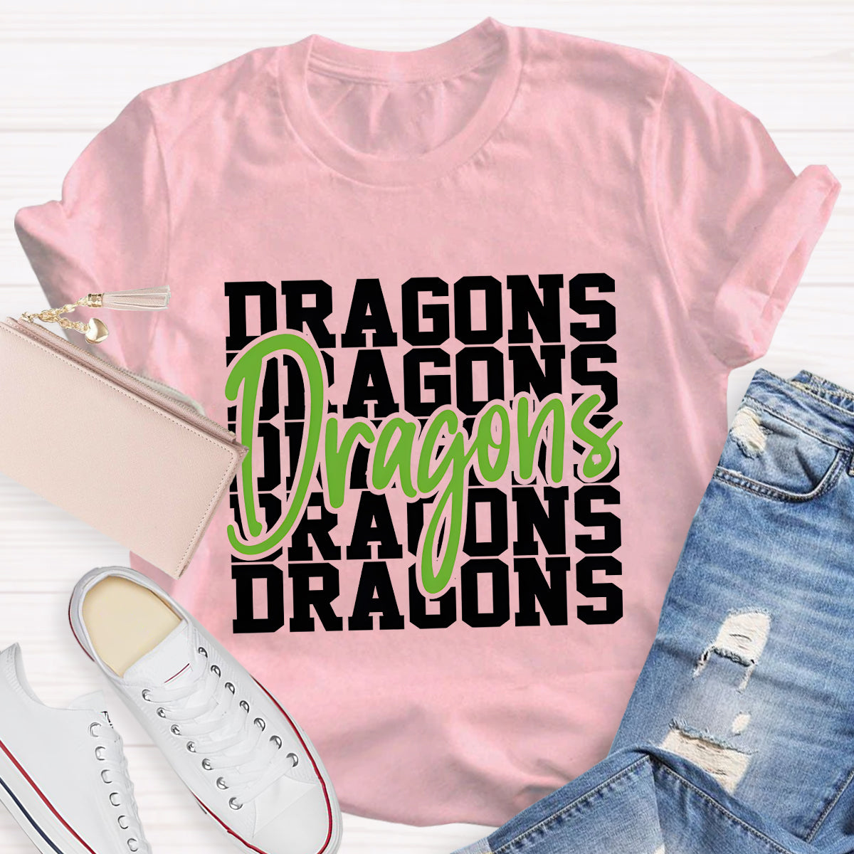 Personalized Mascot Game Day Dragons Teacher T-Shirt