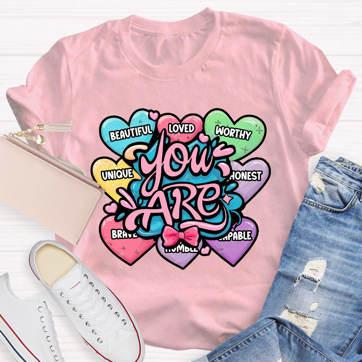 You Are Beautiful Loved Worthy Teacher T-Shirt
