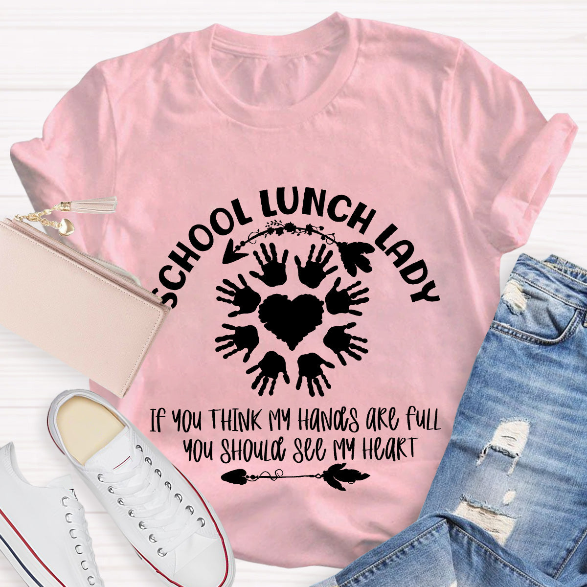 School Lunch Lady See My Heart Teacher T-Shirt