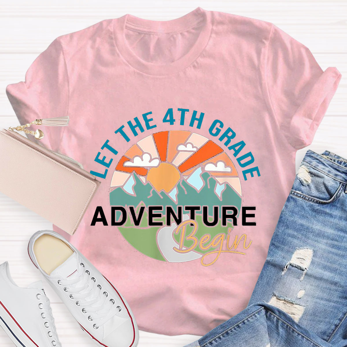 Personalized Grade Let The 4th Grade Adventure Begin Teacher T-Shirt
