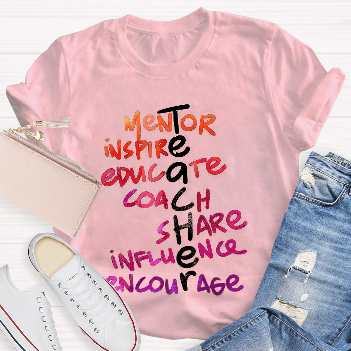 Golden Letters Mentor Teacher T-Shirt