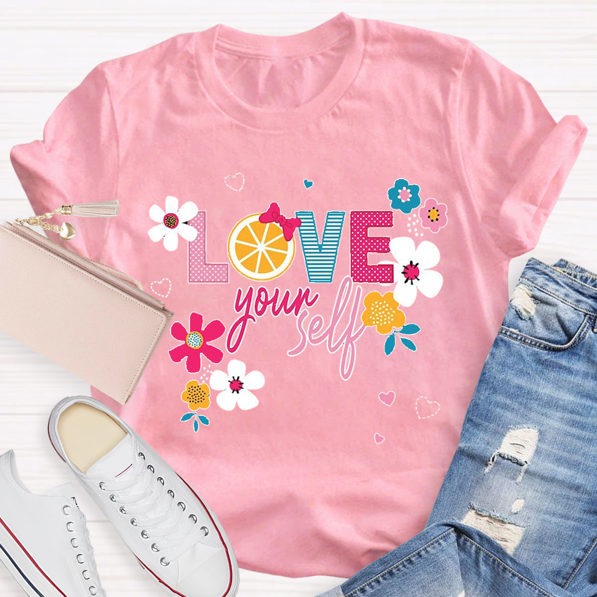 Love Yourself Flower Teacher T-Shirt