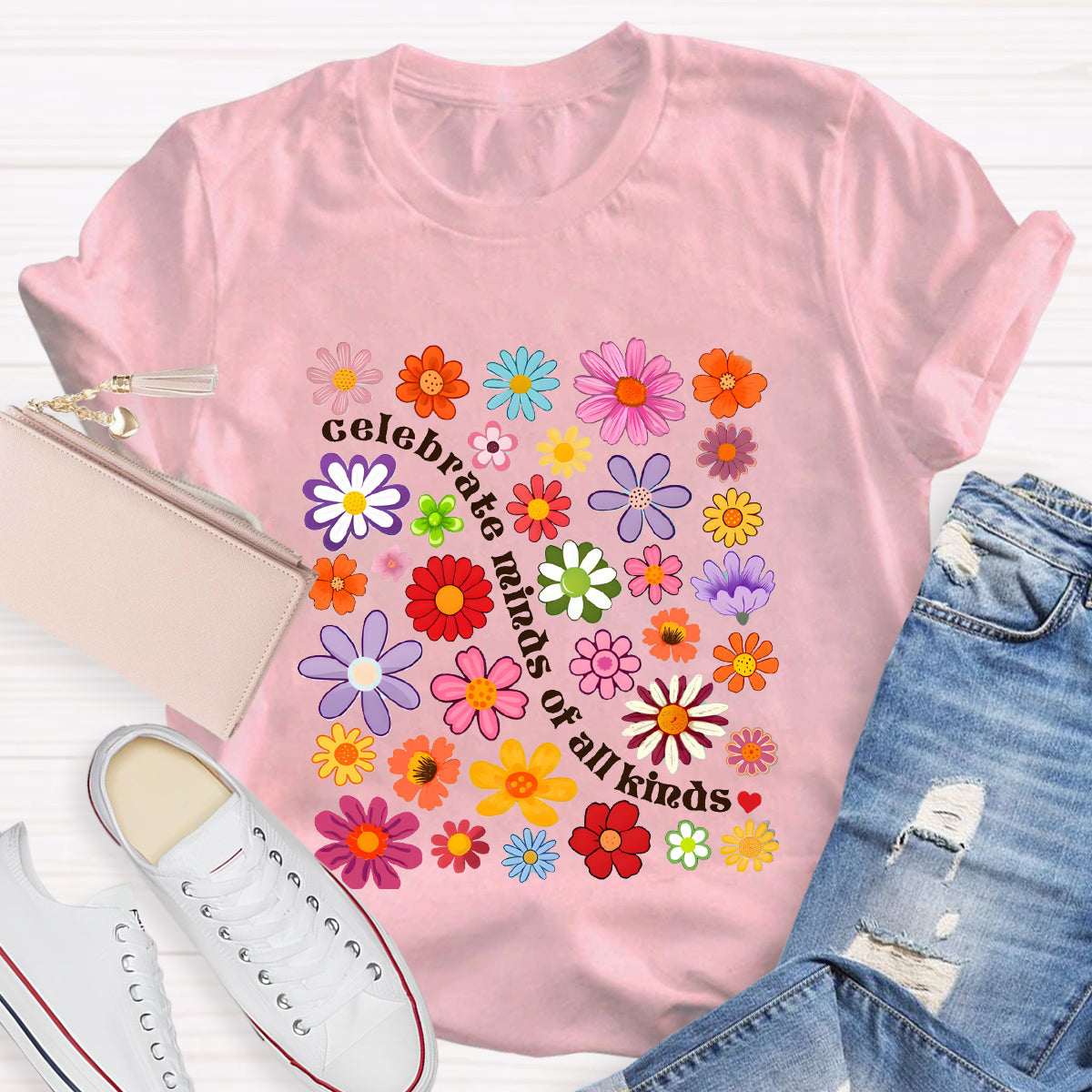 Floral Celebrate Minds of All Kinds T-Shirt