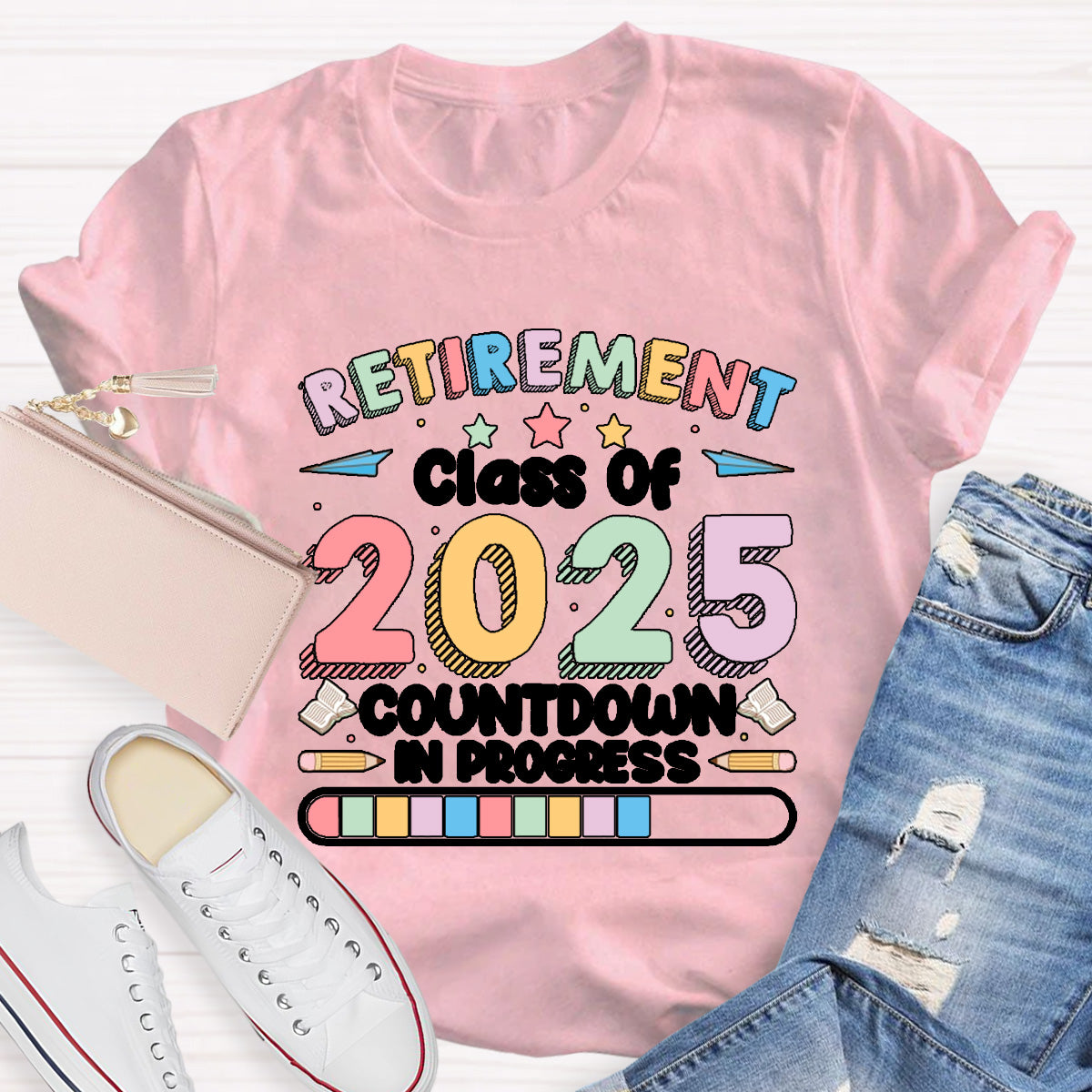 Personalized Year Countdown In Progress Teacher T-Shirt
