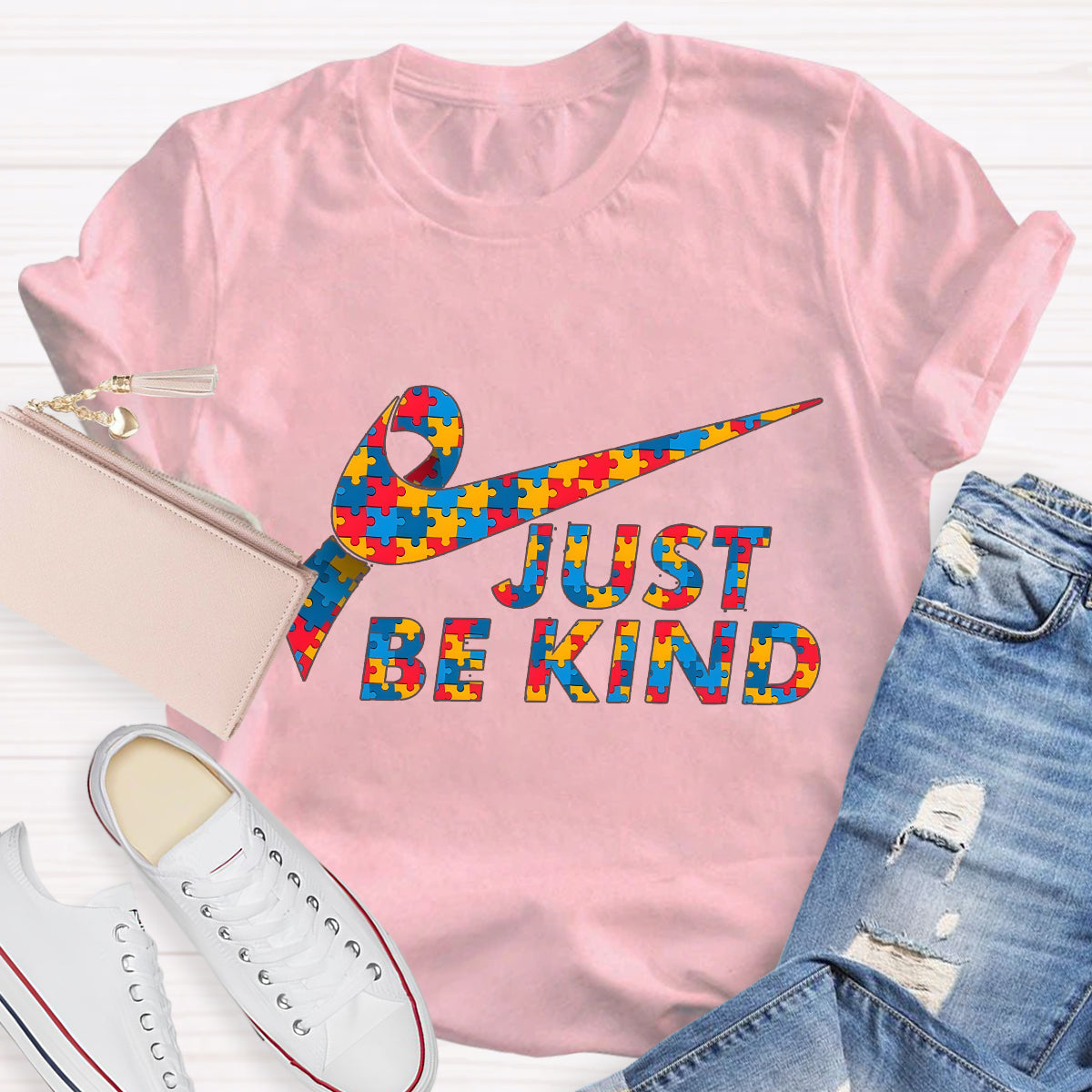 Just Be Kind Color Puzzle  Teacher T-Shirt