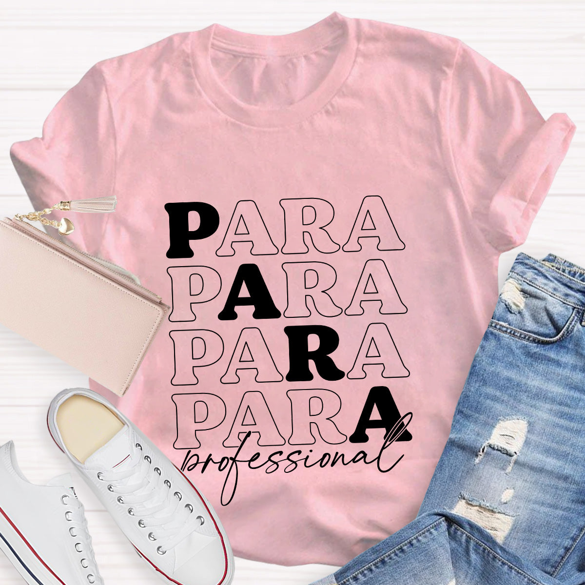 Para Profession Black Letters Teacher T-Shirt