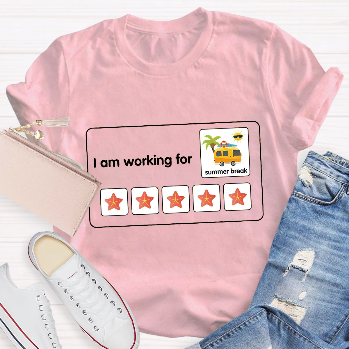 I Am Working For Summer Break School Bus Teacher T-Shirt