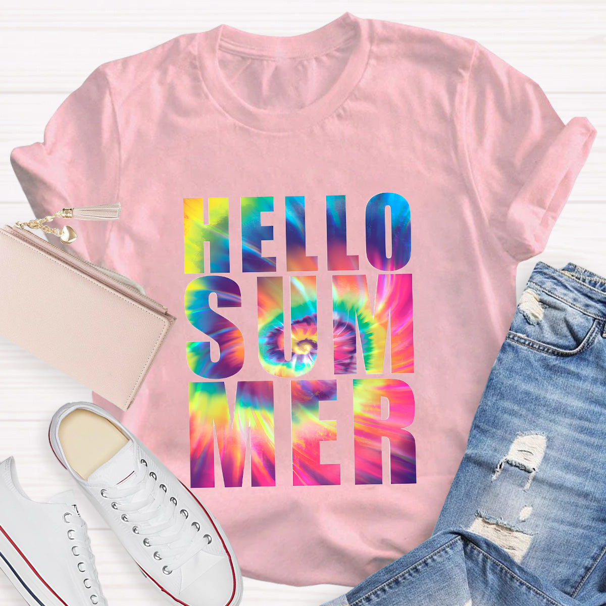 Hello Summer Rainbow Teacher T-Shirt