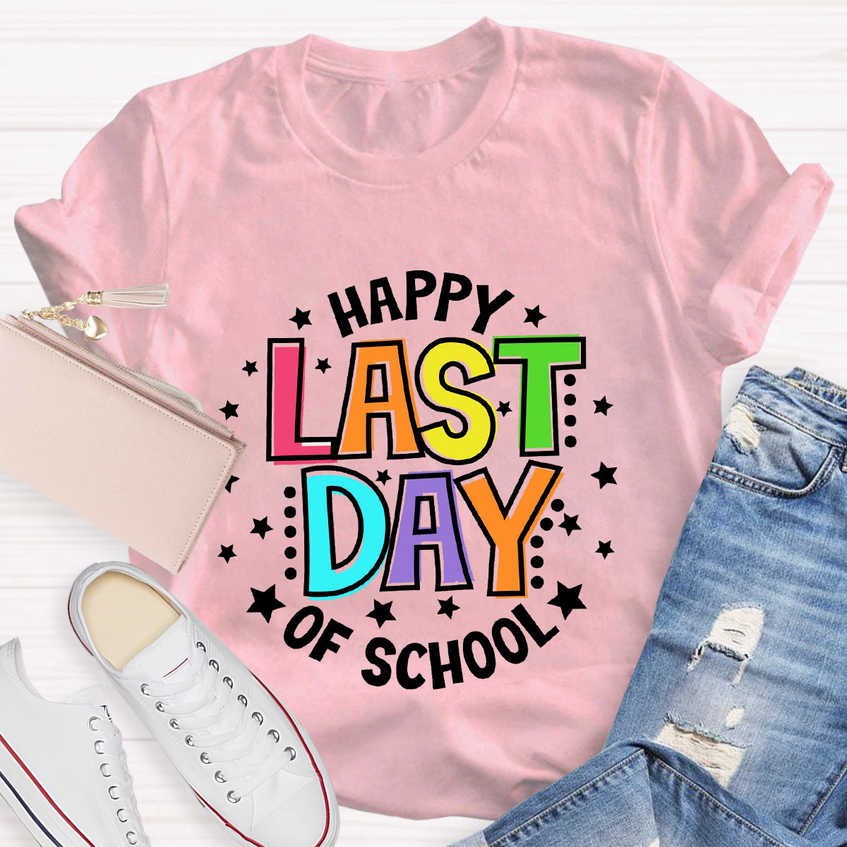 Happy Last Day Of School Star Circle T-Shirt
