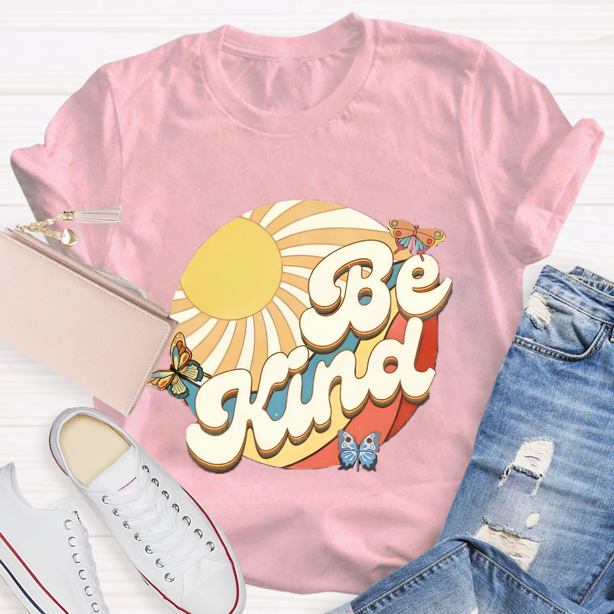 Be Kind Sunshine Butterfly Teacher T-Shirt