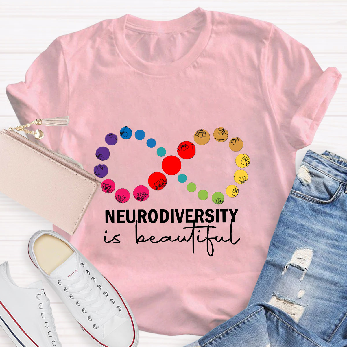 Neurodiversity is Beautiful Infinity Symbol Teacher T-Shirt