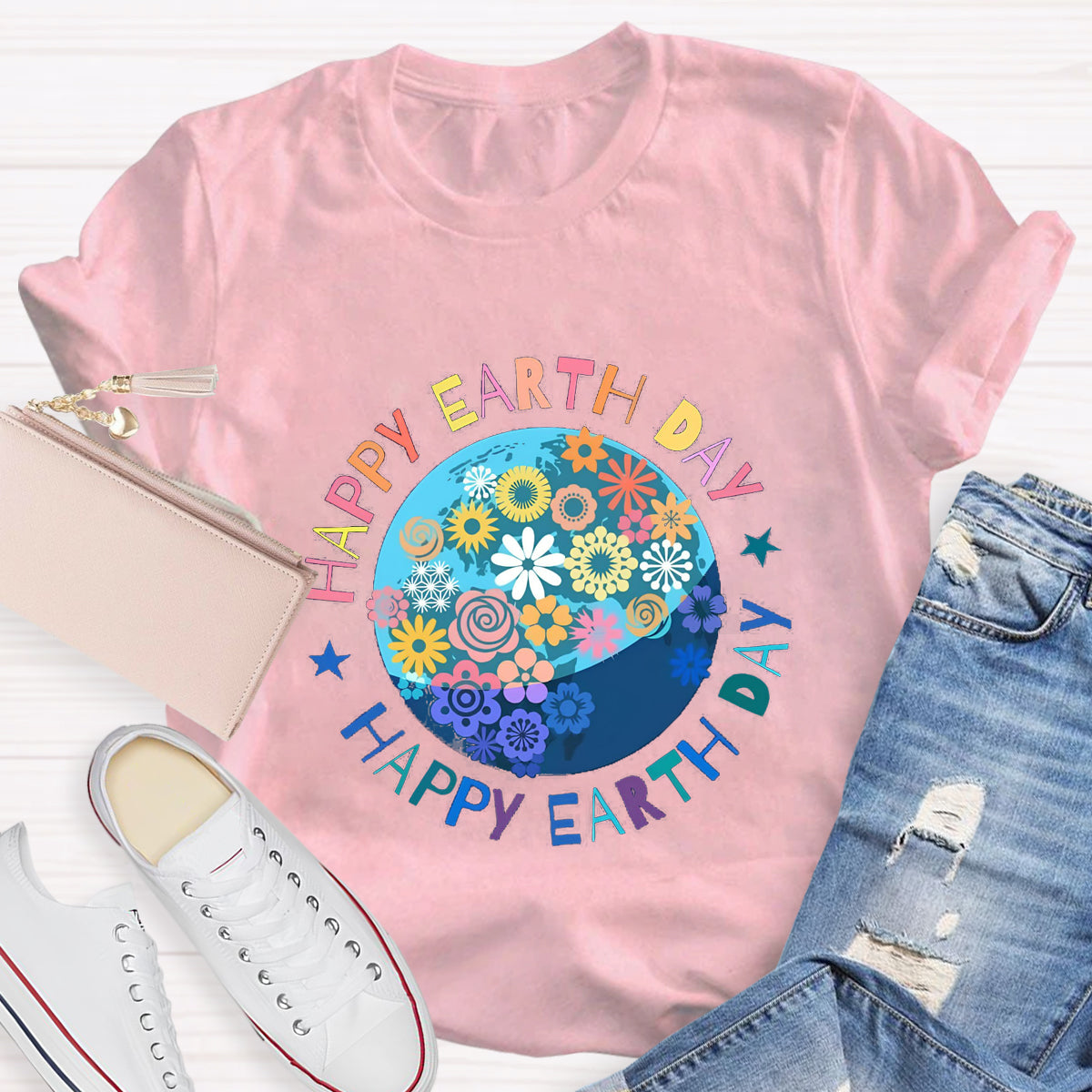 Happy Earth Day Floral Earth T-Shirt