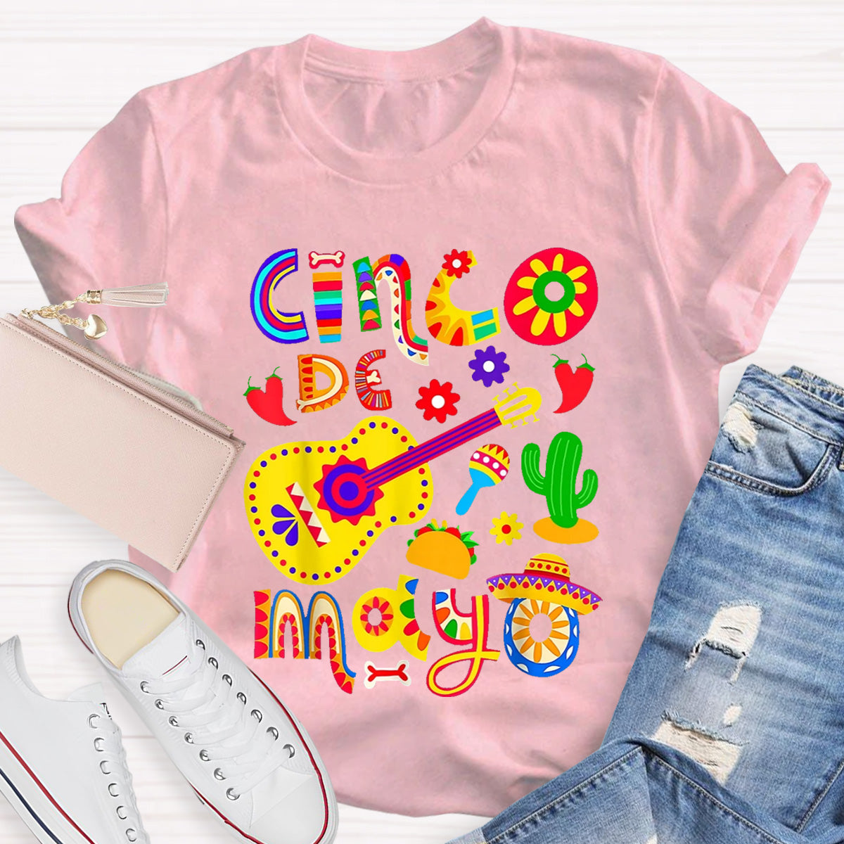 Cinco De Mayo Flower Teacher T-Shirt