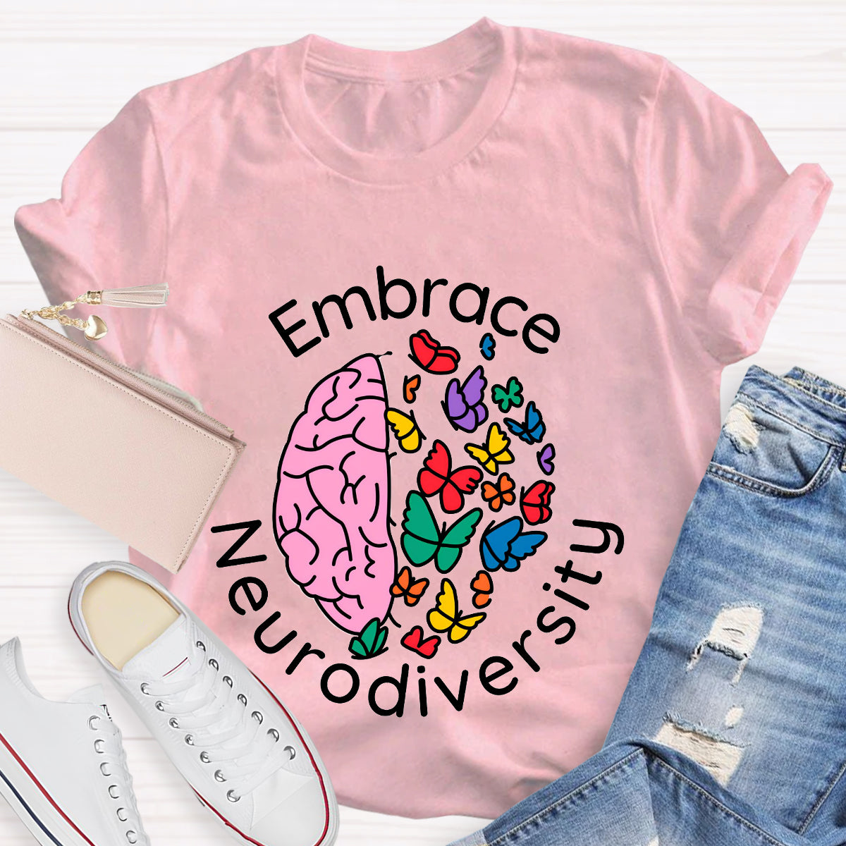 Embrace Neurodiversity Brain Butterfly T-Shirt