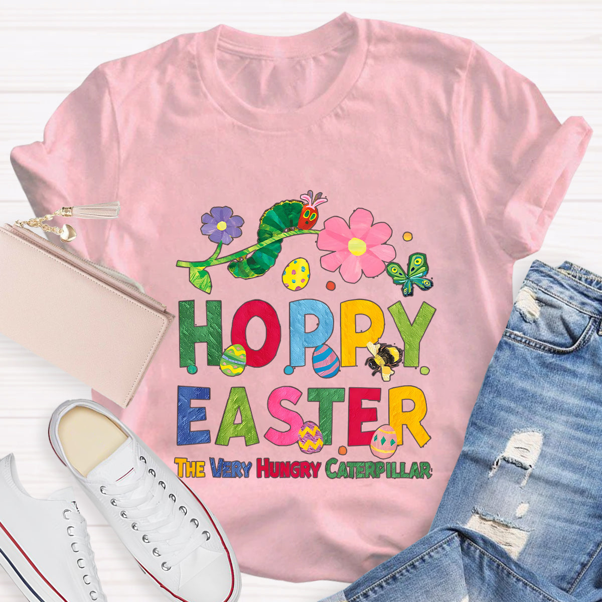 Happy Easter Caterpillar Butterfly Teacher T-Shirt
