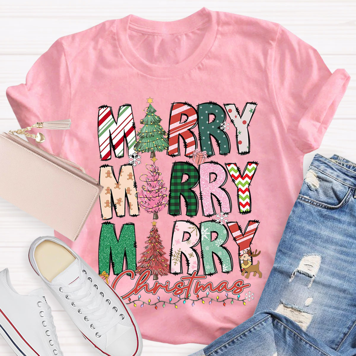 Merry And Bright Teacher T-Shirt