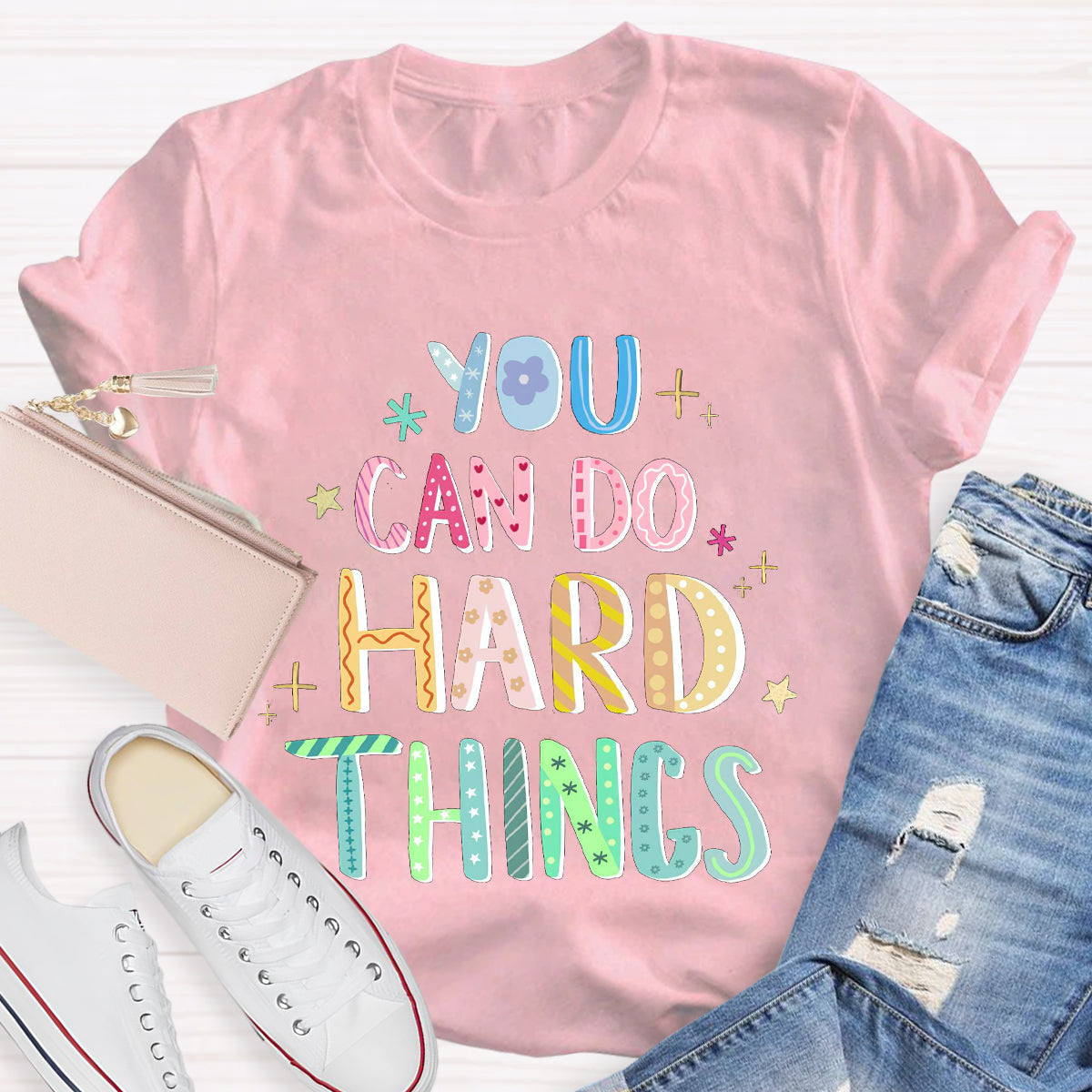 You Can Do Hard Things Motivational Language T-Shirt