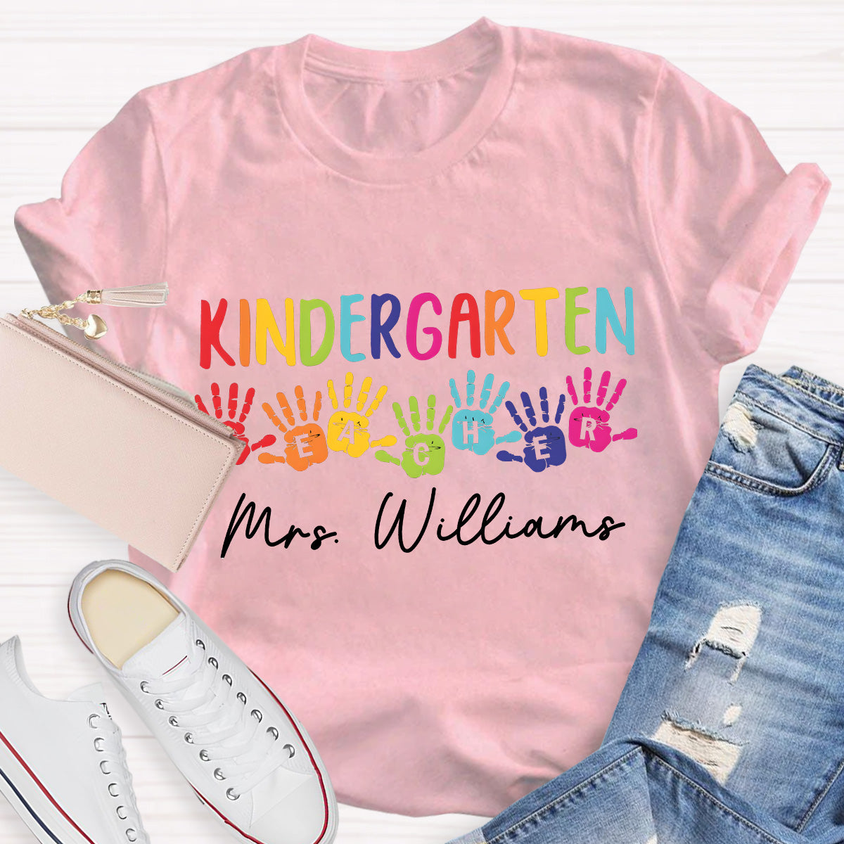 Personalized Name Kindergarten Teacher T-Shirt