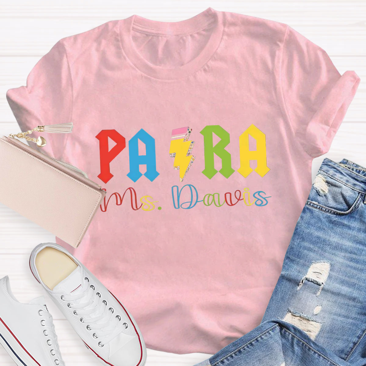 Personalized Para Teacher Name Pencil T-Shirt