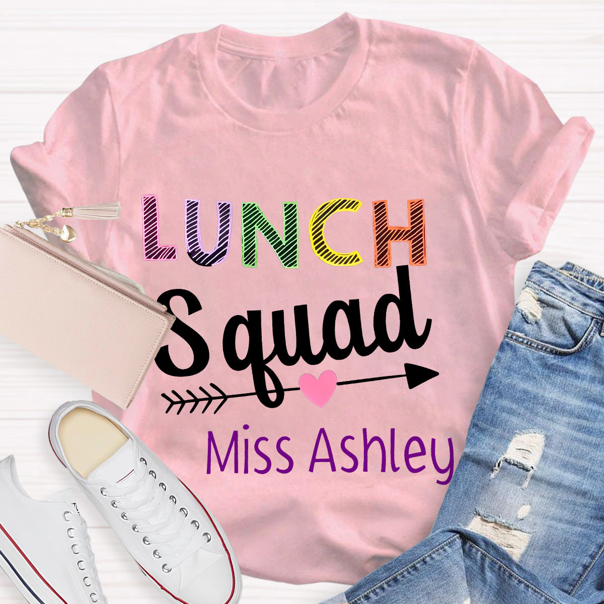 Personalized Name Lunch Squad Teacher T-Shirt