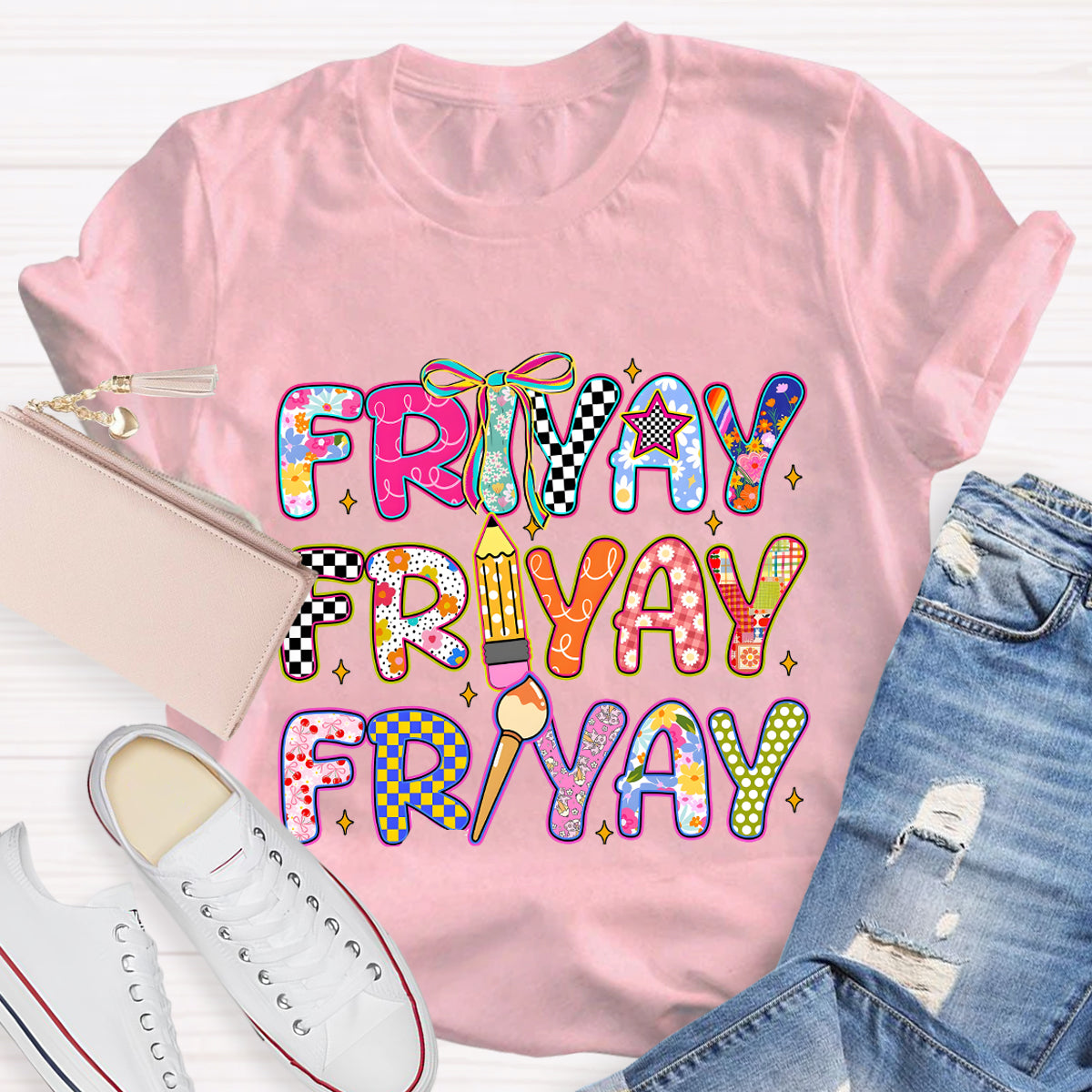 Friyay Star Pencil Teacher T-Shirt