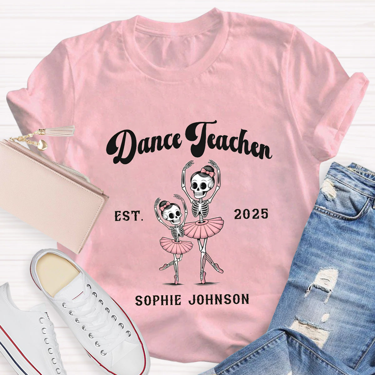 Personalized Year Pink Dance Teacher T-Shirt