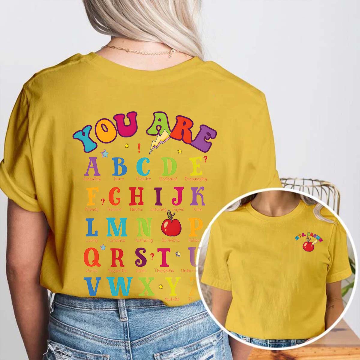 Personalized Name You Are Brave Apple Double Printed T-shirt