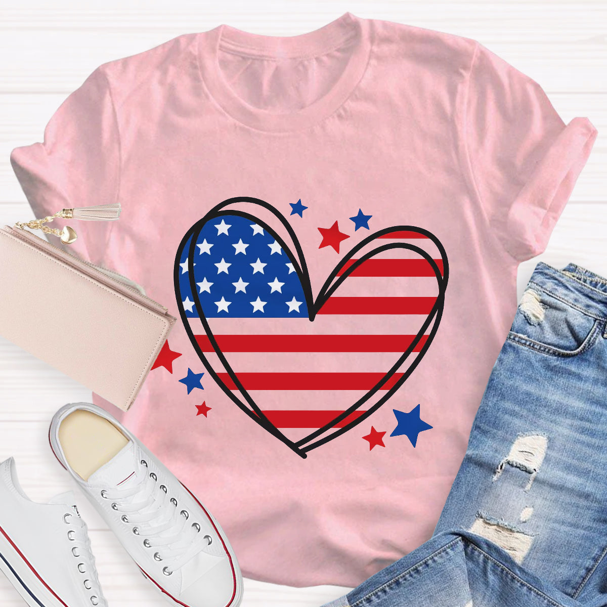 Love Heart USA Teacher T-Shirt