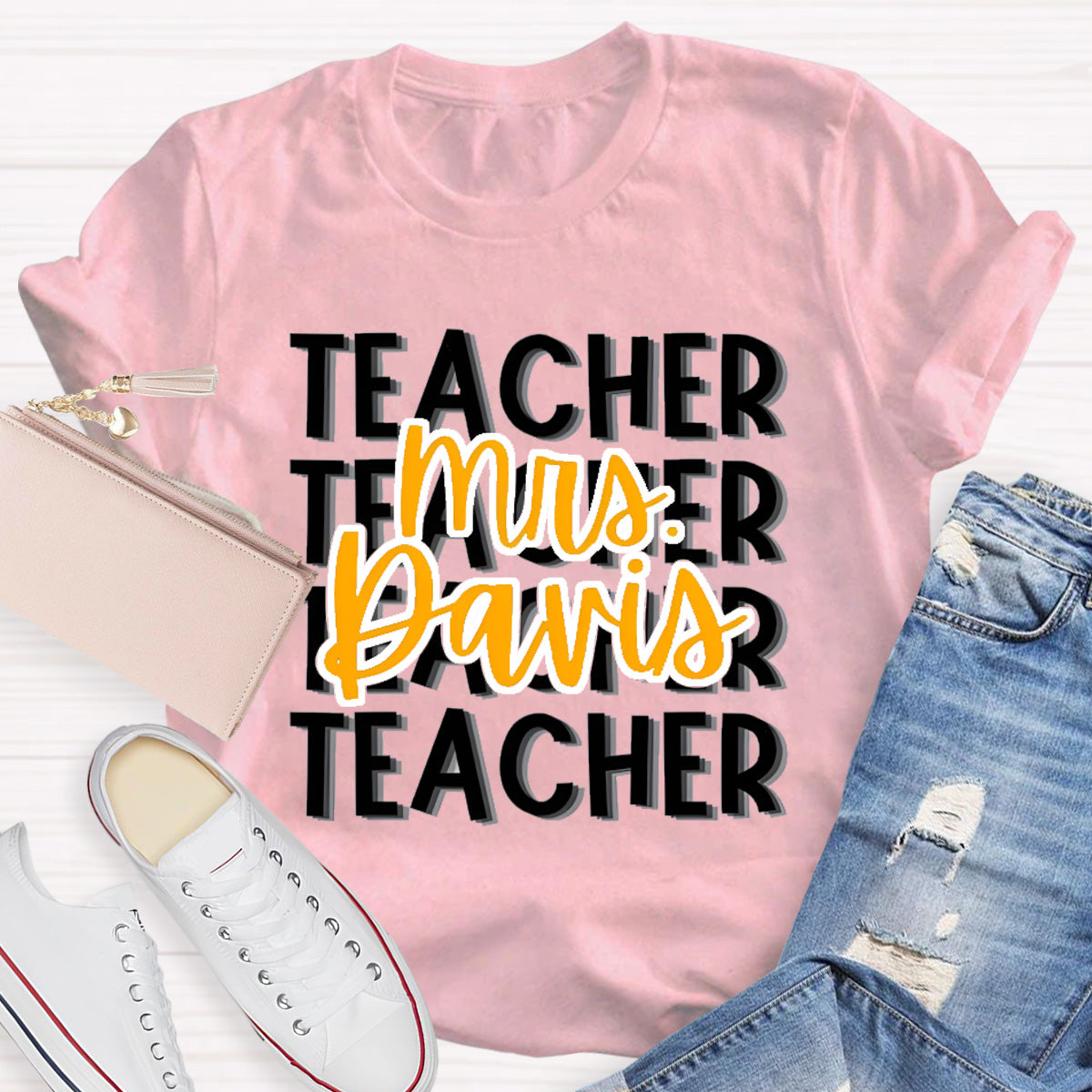 Personalized Name Mrs Davir Teacher T-Shirt