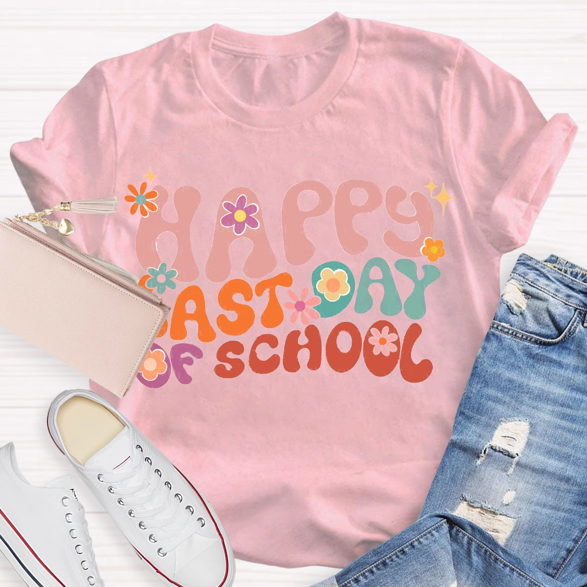 Happy Last Day Of School Flower Teacher T-Shirt