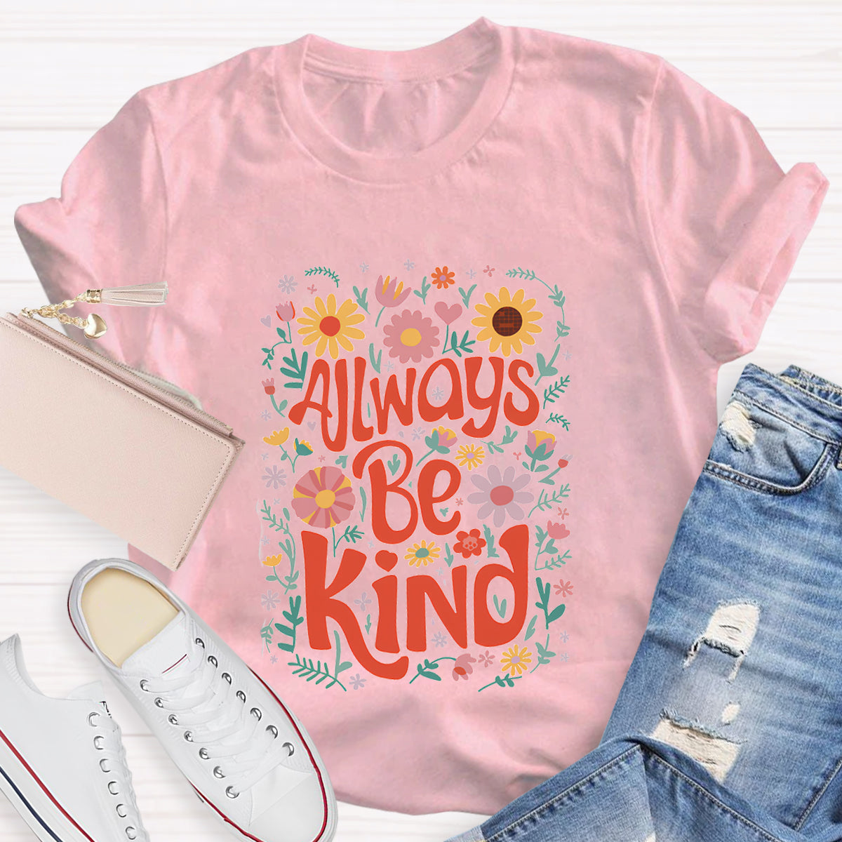 Always Be Kind Floral Teacher T-Shirt