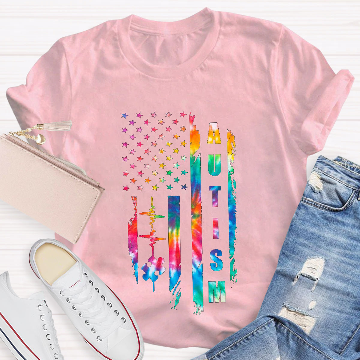 Autism colorful Star Teacher T-Shirt