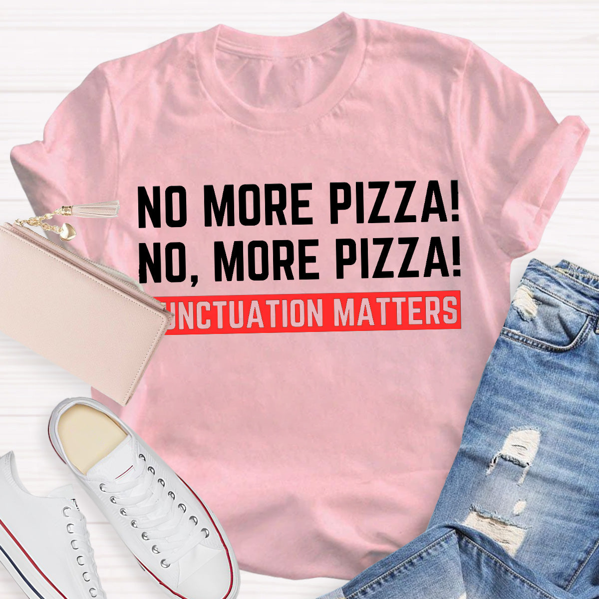 No More Pizza Red Slogan Teacher T-Shirt