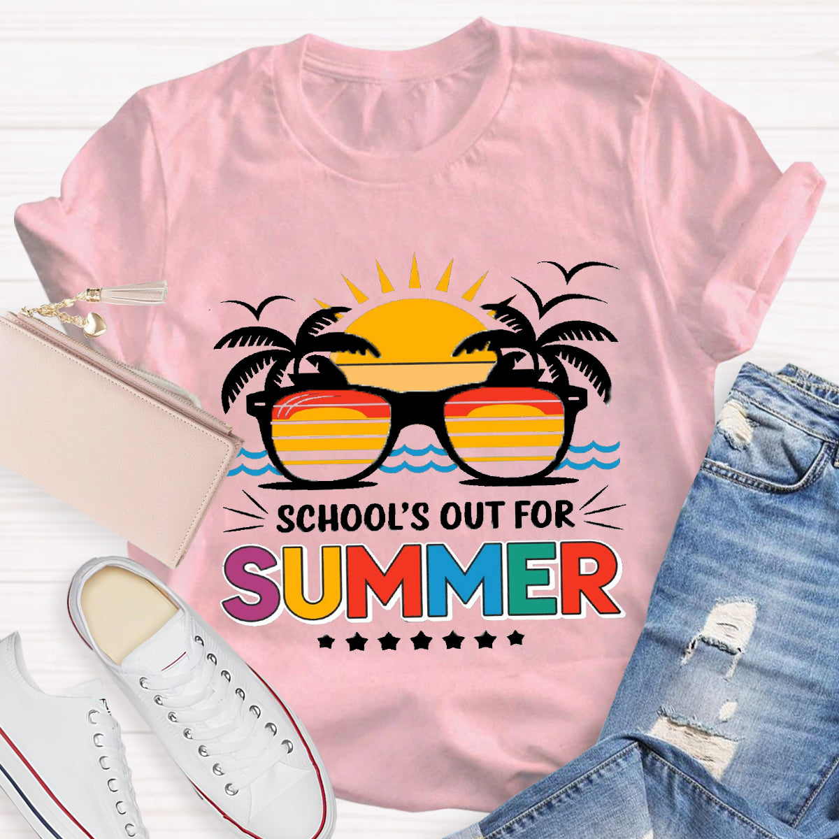 School's Out For Summer Sunglasses T-Shirt